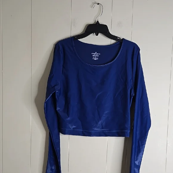 Antonio Melani Active Runched Crew Neck Long Sleeve Fitted Crop Top XL - Picture 3 of 10